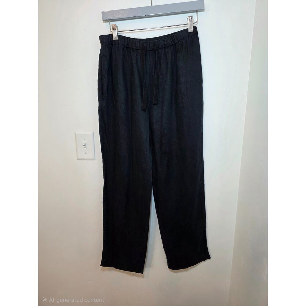 Quince 100% European Linen Pants Women's S Black Beach Travel‎ Casual